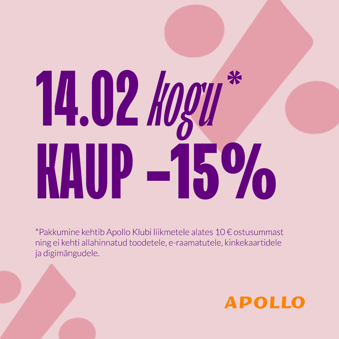 Sõbrapäeva tähistamiseks on 14. veebruaril Apollo Klubi liikmetele KOGU* KAUP -15%! Tee kingitus iseendale või leia kingitus kallile sõbrale või armsamale, et t